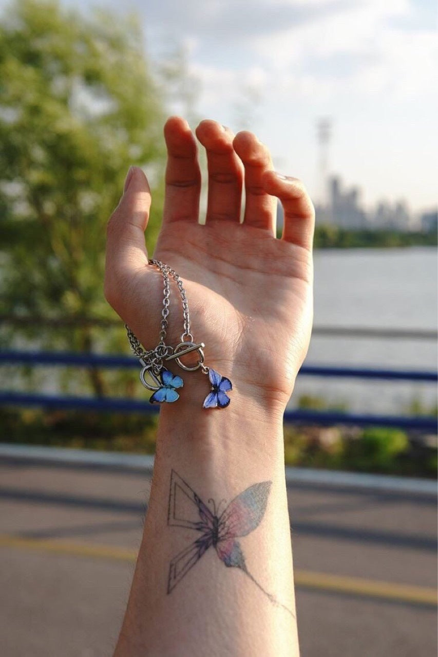 Women's & Men's Wind Blue Purple Butterfly Girlfriend Hot Necklace