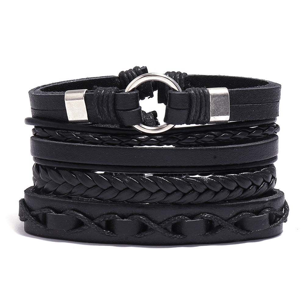 Men's Cowhide Hand-woven Leather Carrying Strap Bracelet