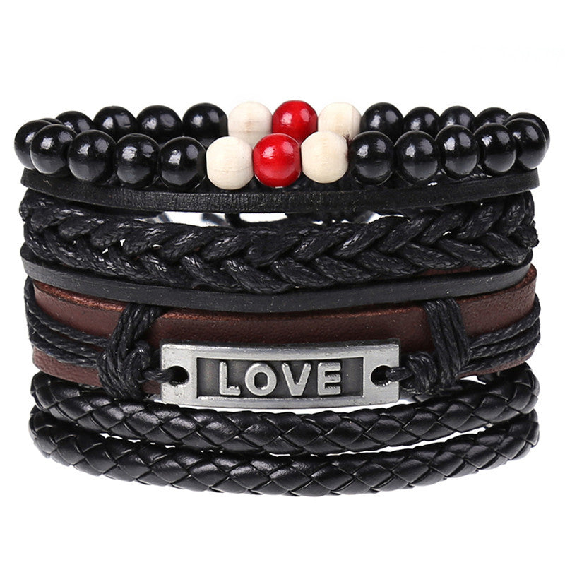 Men's Cowhide Hand-woven Leather Carrying Strap Bracelet