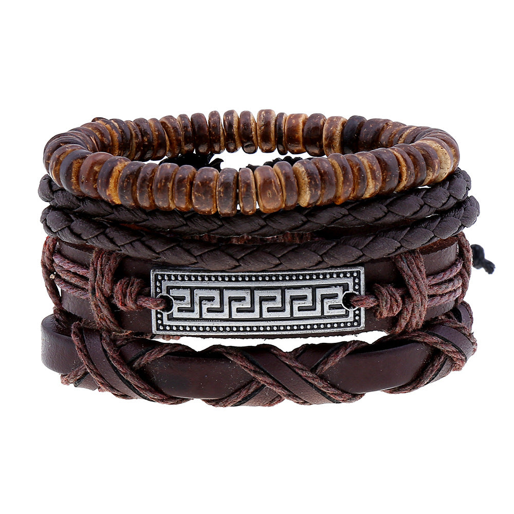 Men's Cowhide Hand-woven Leather Carrying Strap Bracelet