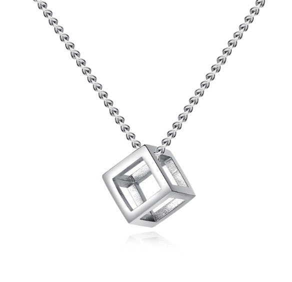 Women's & Men's Retro Simple Hollow Personality Square Cube Necklaces