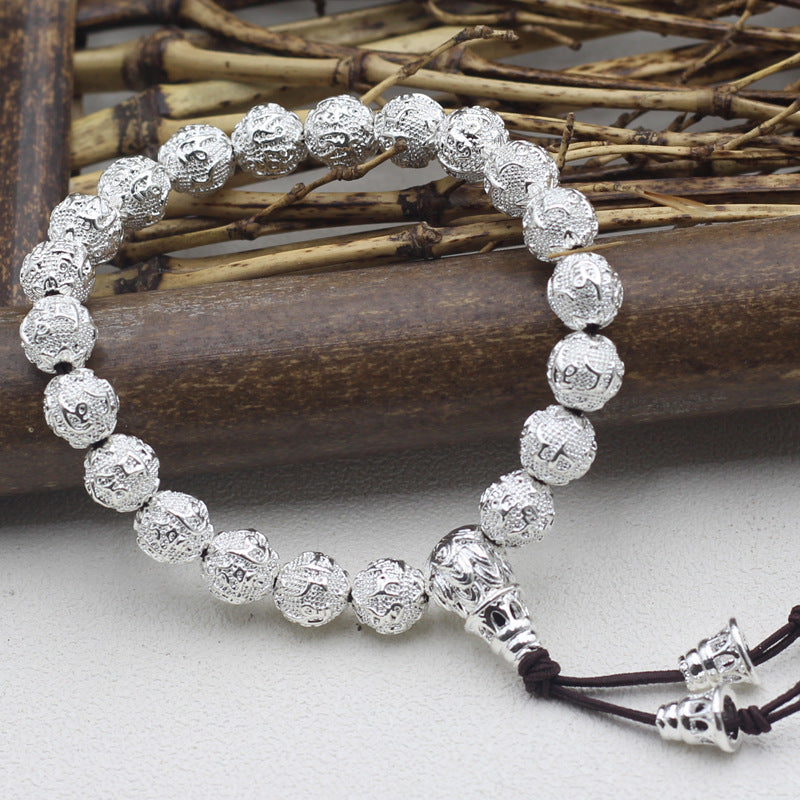 Six Words Mantra Round Beads Single Rings