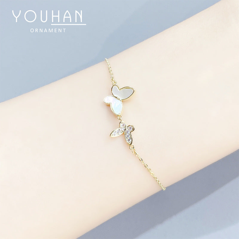 Women's Shell Butterfly Korean Style Electroplated Real Gold Couple Girlfriends Bracelet