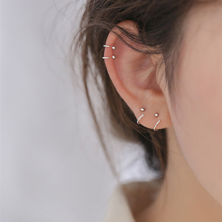 Simple Sier Ear Small Female Three Earrings