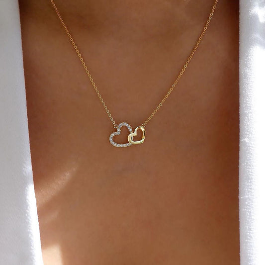 Double Peach Heart Clavicle Chain Romantic Valentine's Necklaces