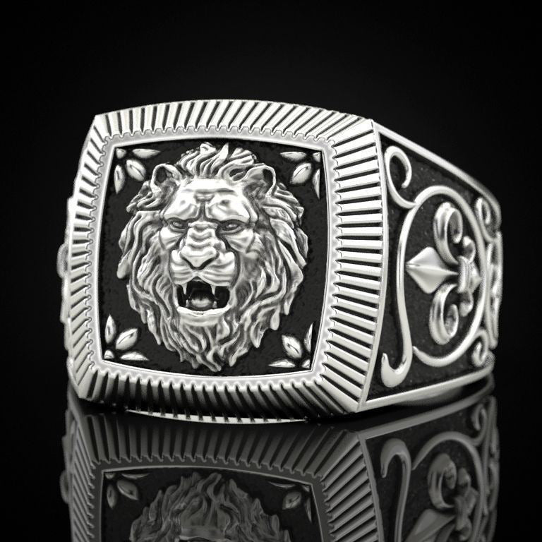 Domineering Lion Twee Constellation Leo Lion's Head Ring