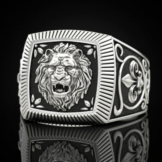Domineering Lion Twee Constellation Leo Lion's Head Ring