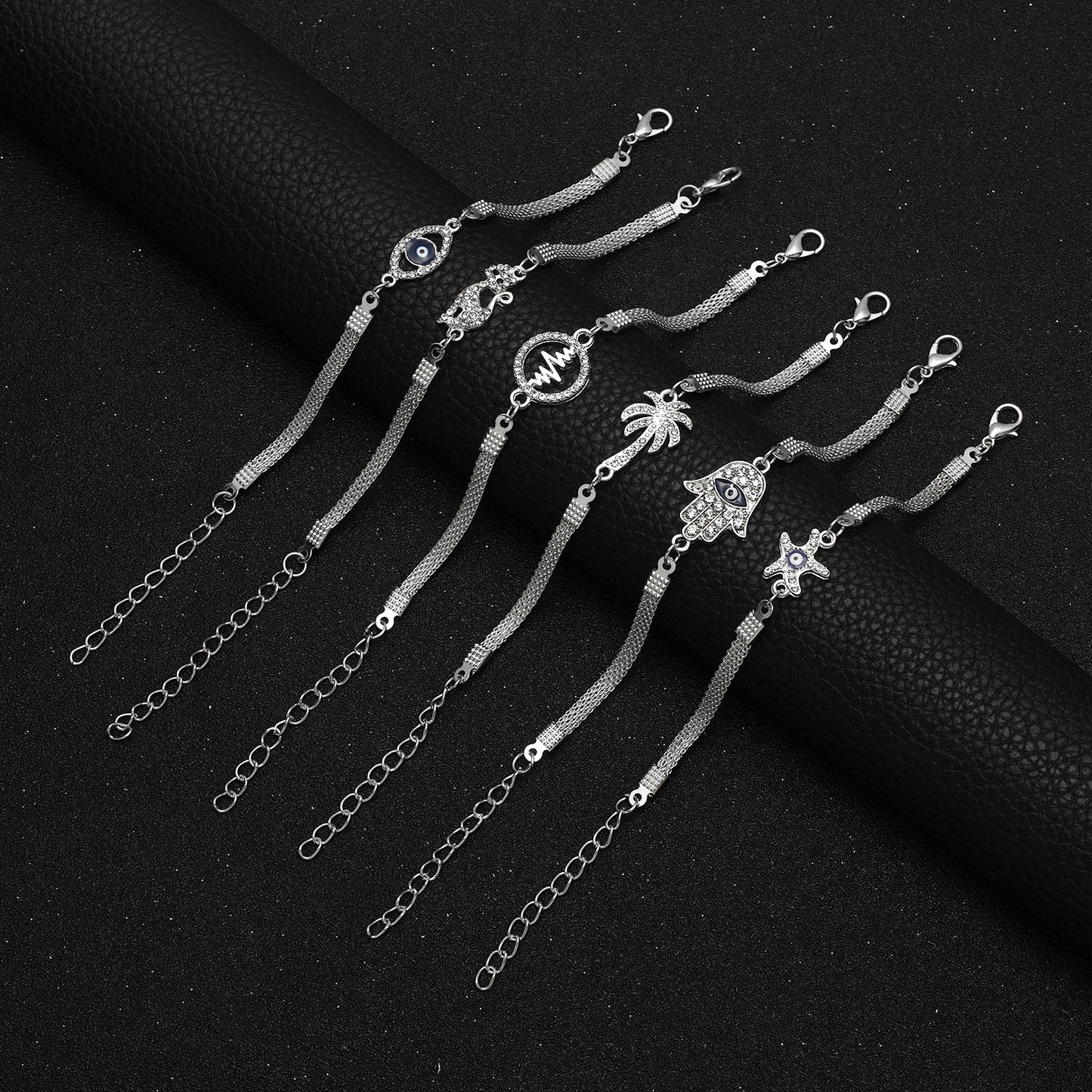 Street Shot Fashion Personality Geometric Sweet Chain Blue Eyes Sier Bracelets