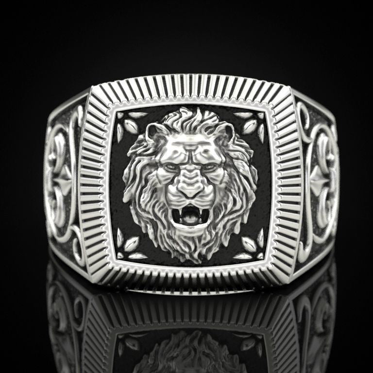 Domineering Lion Twee Constellation Leo Lion's Head Ring