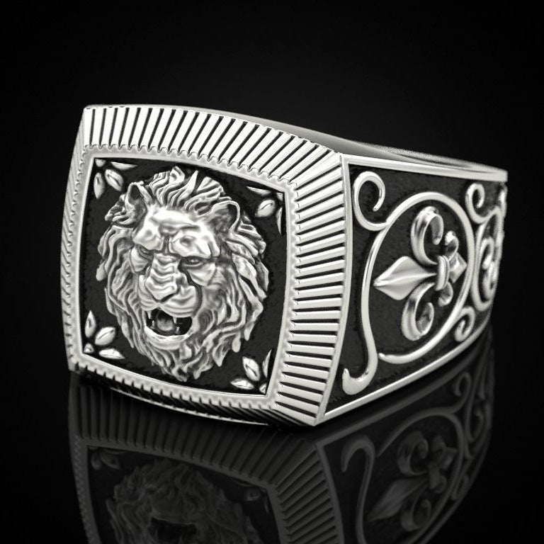Domineering Lion Twee Constellation Leo Lion's Head Ring