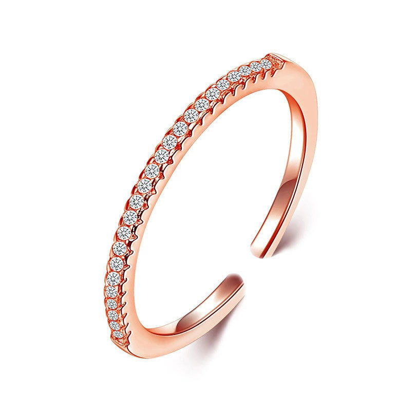 Women's Rose Gold Single Row Diamond Simple Rings