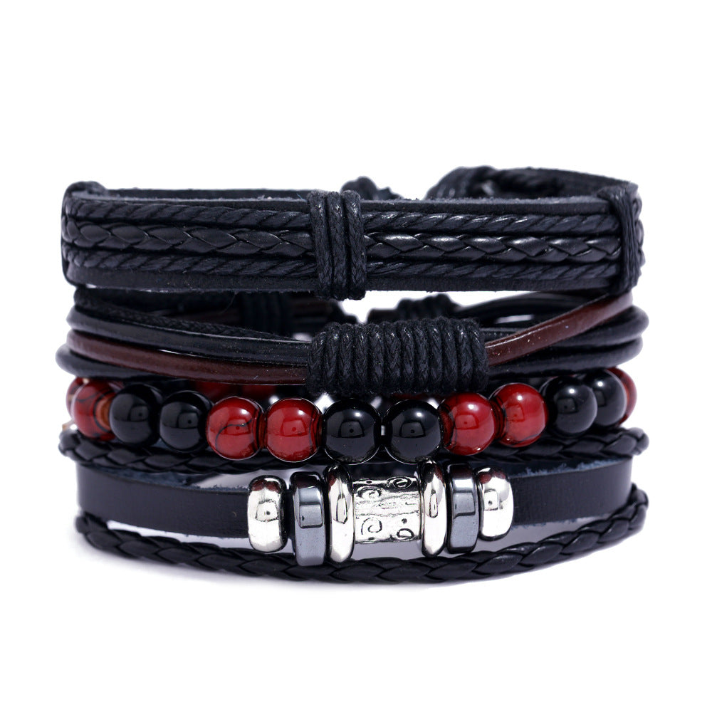Men's Cowhide Hand-woven Leather Carrying Strap Bracelet