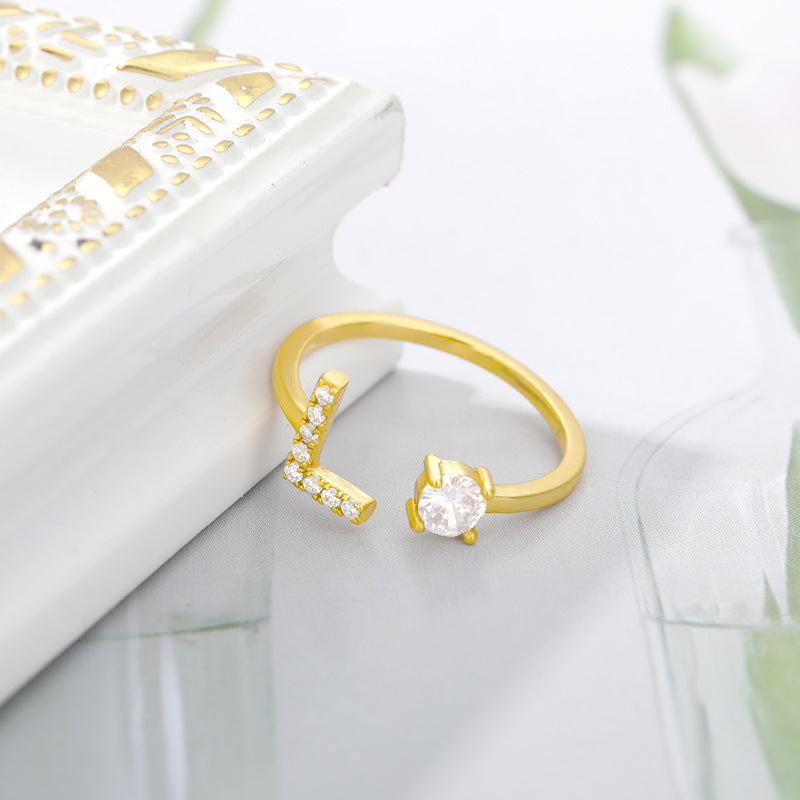 Women's Letters Gold Zircon Creative Finger Adjustable Rings