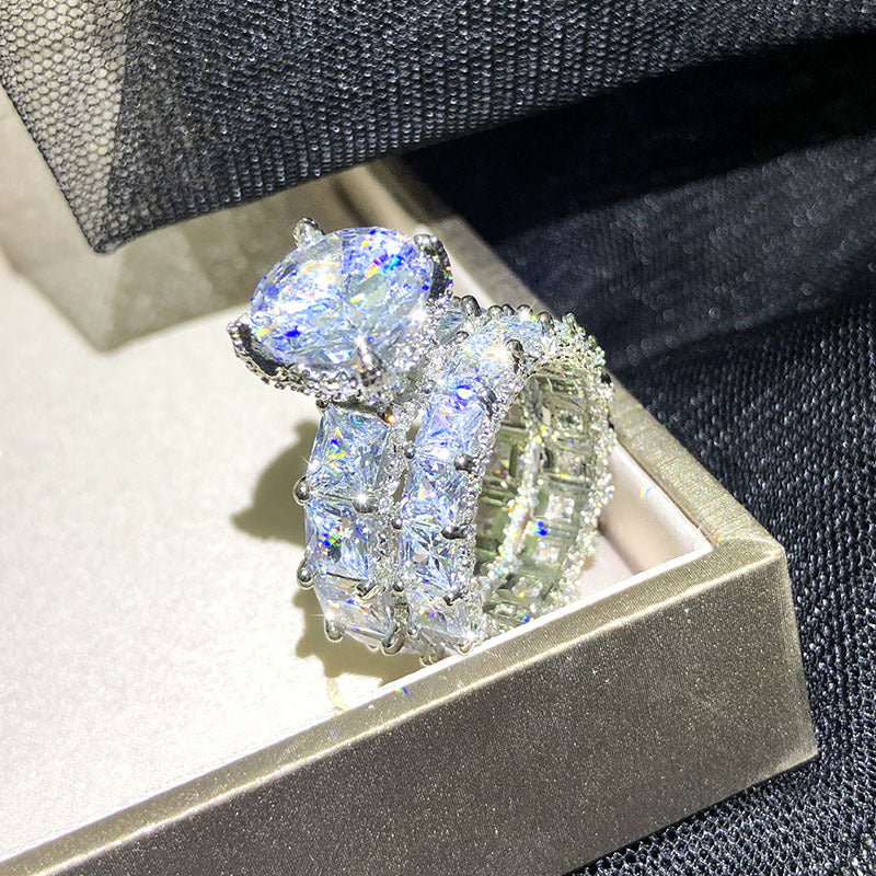 Women's Fashion Oversized Zircon Temperament Set Ornament Rings