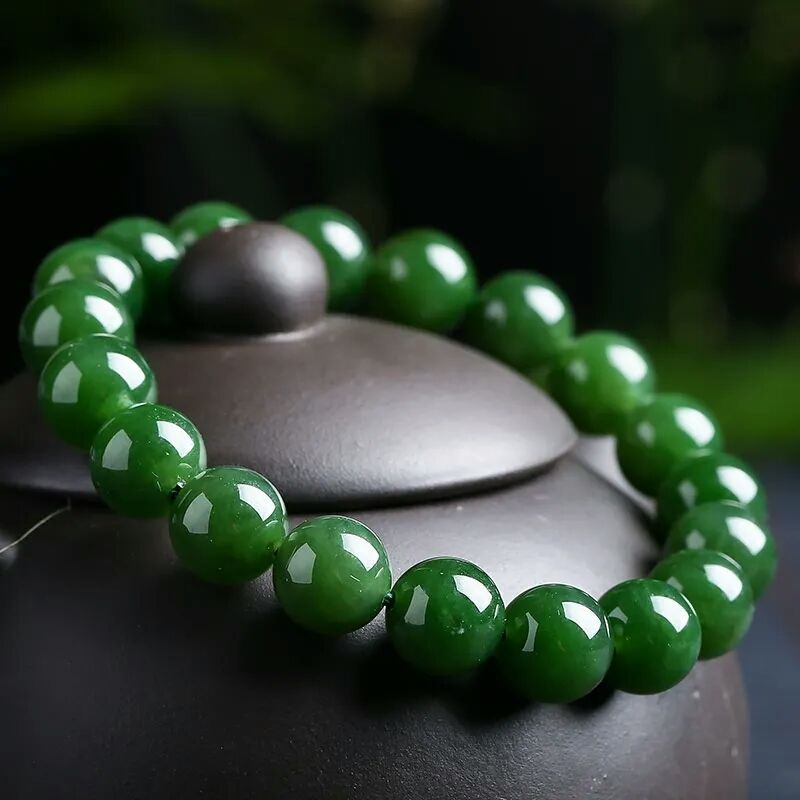 Jade Green Color Round Beads Spinach Buddha Bracelets