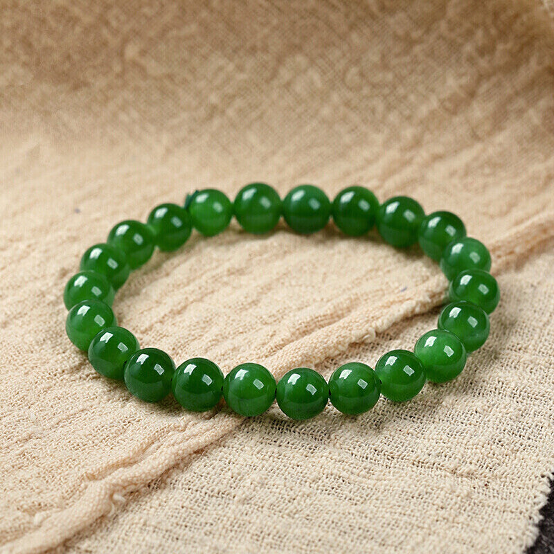 Jade Green Color Round Beads Spinach Buddha Bracelets