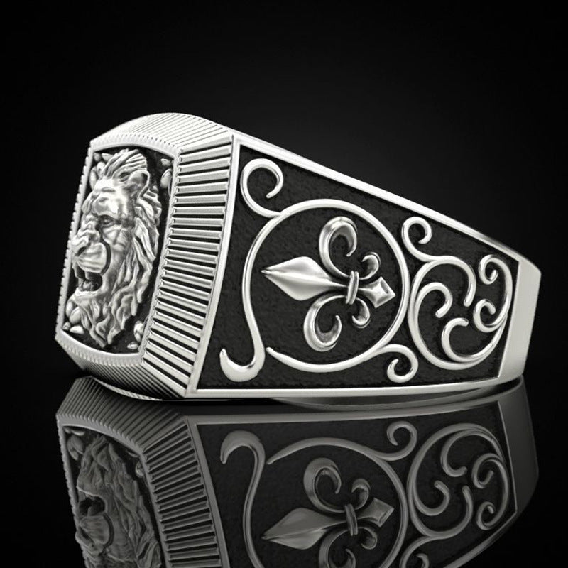 Domineering Lion Twee Constellation Leo Lion's Head Ring