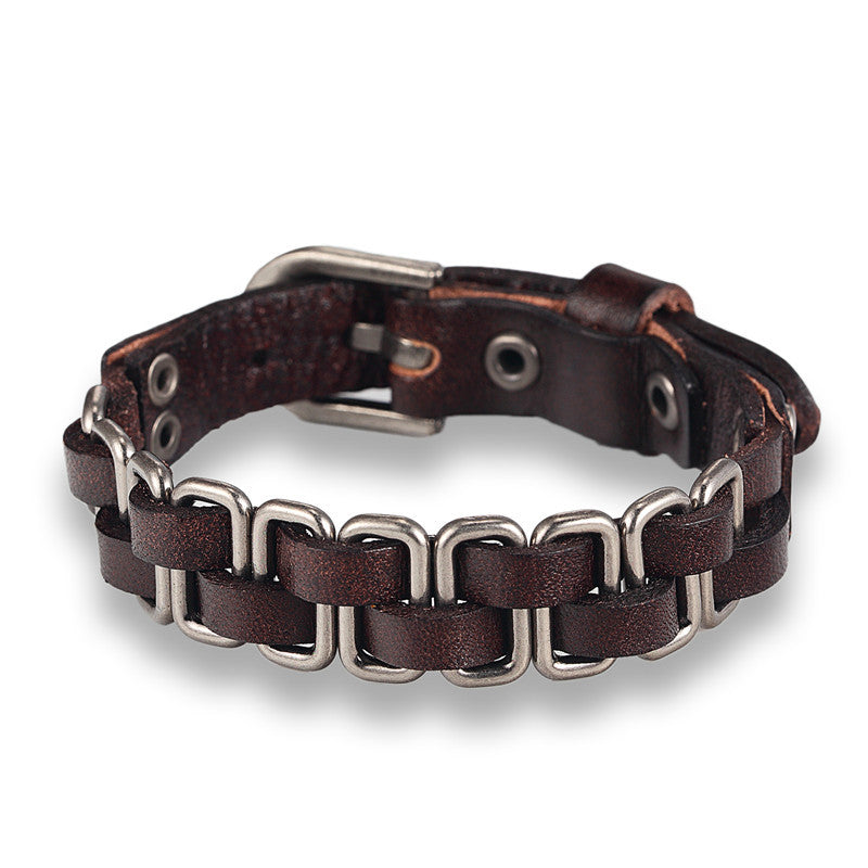 Classic Punk Geometric Leather Temperament Couple Bracelets