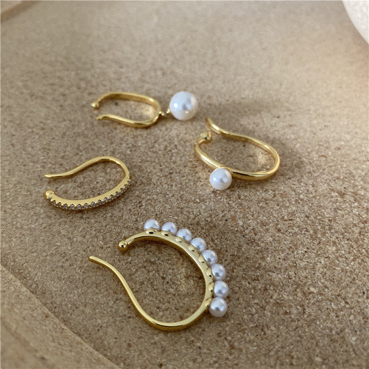 Women's Unique Bone Clips Sweet Trendy Clip Pearl Retro Ear Buckle