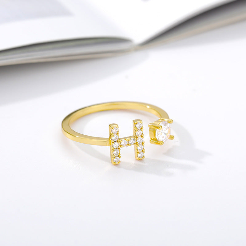 Women's Letters Gold Zircon Creative Finger Adjustable Rings