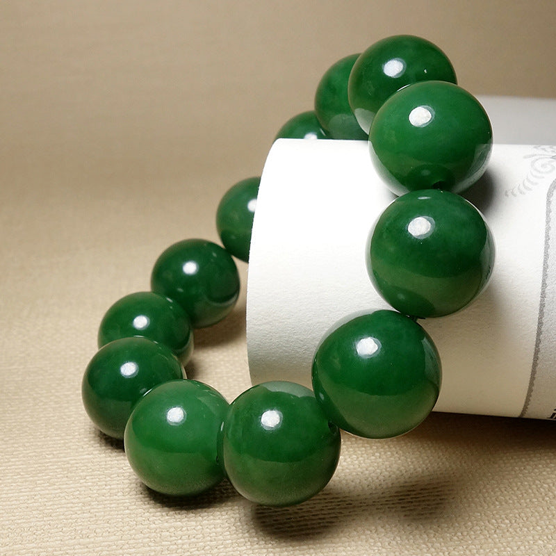 Jade Green Color Round Beads Spinach Buddha Bracelets