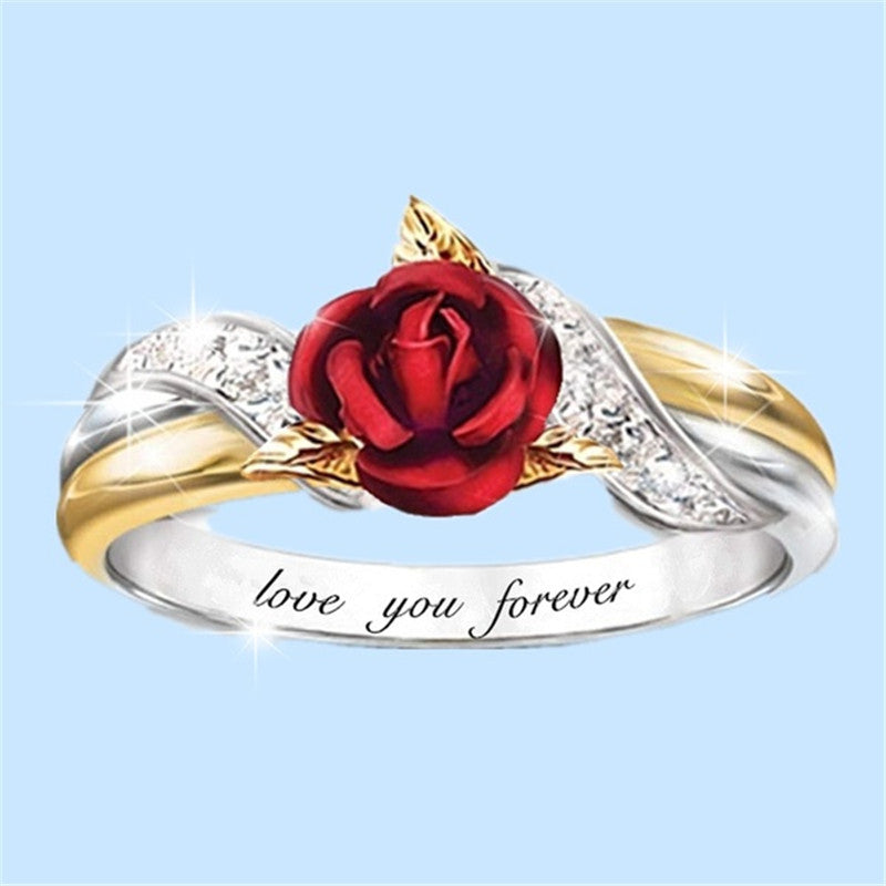 Attractive Comfortable Women's Flower Red Rose Ring