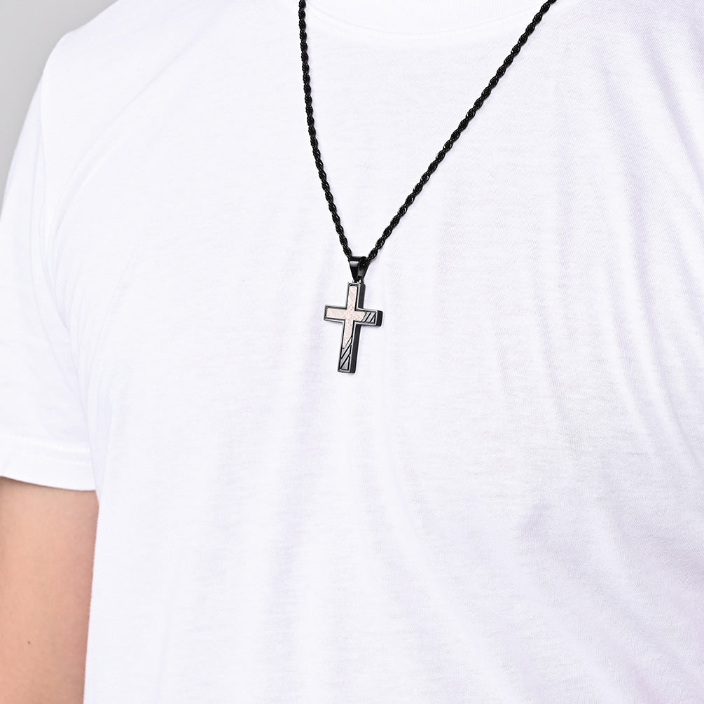 Men's Stainless Steel Electroplated Bronze Brushed Cross Pendants