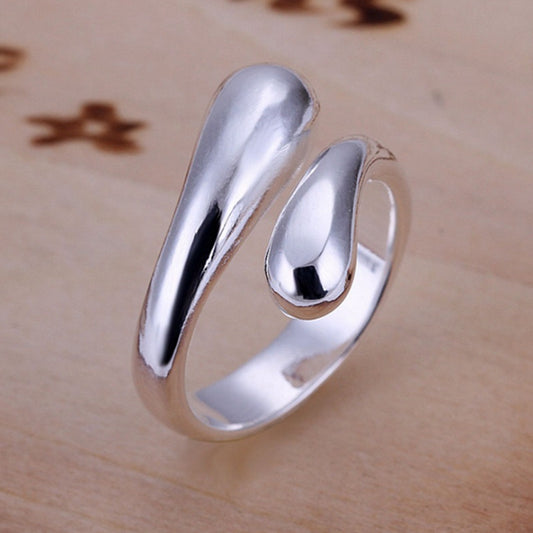 Women's Creative Water Drop Open Sier Ring