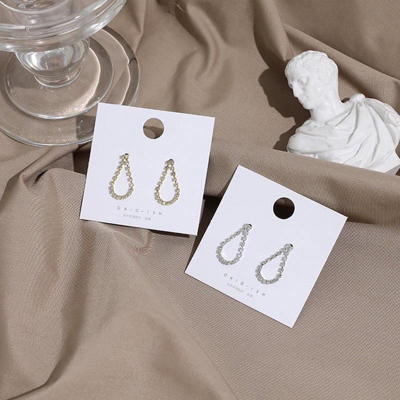 Needle Female Summer Light Luxury Rhinestone Long Hollow Water Drops Earrings
