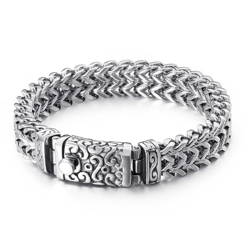Men's Personalized Titanium Steel Keel Chain Punk Diamond Bracelet