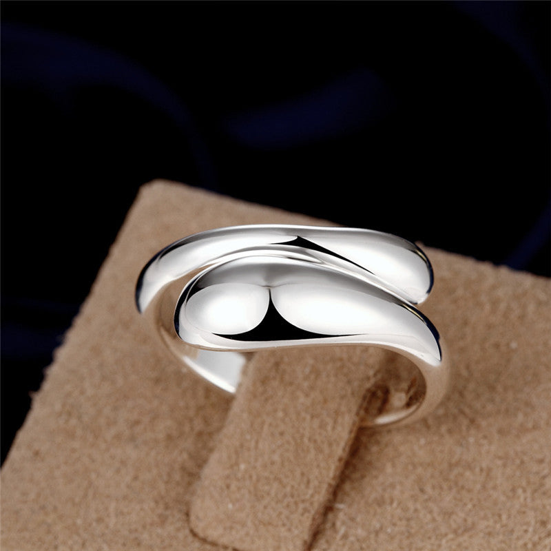 Women's Creative Water Drop Open Sier Ring