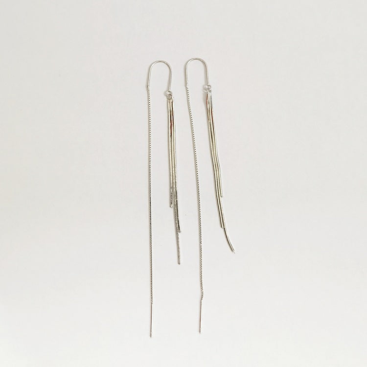 Entire Sterling Sier Snake Bone Tassel Dangle Ear Line