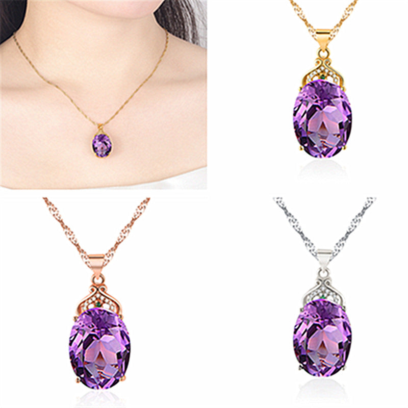 Style Amethyst Zircon White Rose Gold Pendants