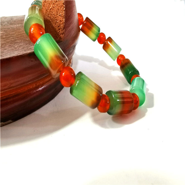 Agate Bead Column Barrel Shaped Live Bracelets