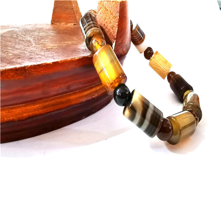 Agate Bead Column Barrel Shaped Live Bracelets