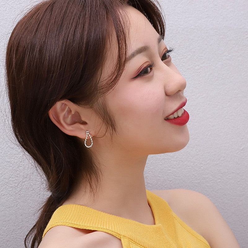 Needle Female Summer Light Luxury Rhinestone Long Hollow Water Drops Earrings