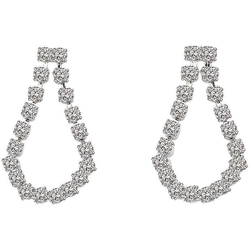 Needle Female Summer Light Luxury Rhinestone Long Hollow Water Drops Earrings