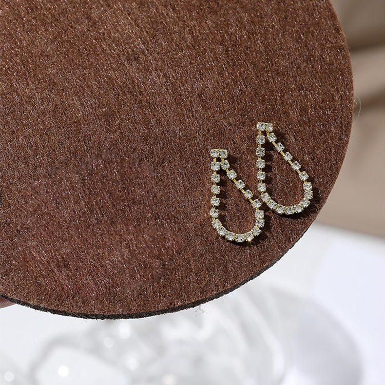 Needle Female Summer Light Luxury Rhinestone Long Hollow Water Drops Earrings