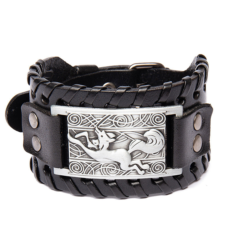 Men's Punk Retro Distressed Effect Fox Cattle Bracelet