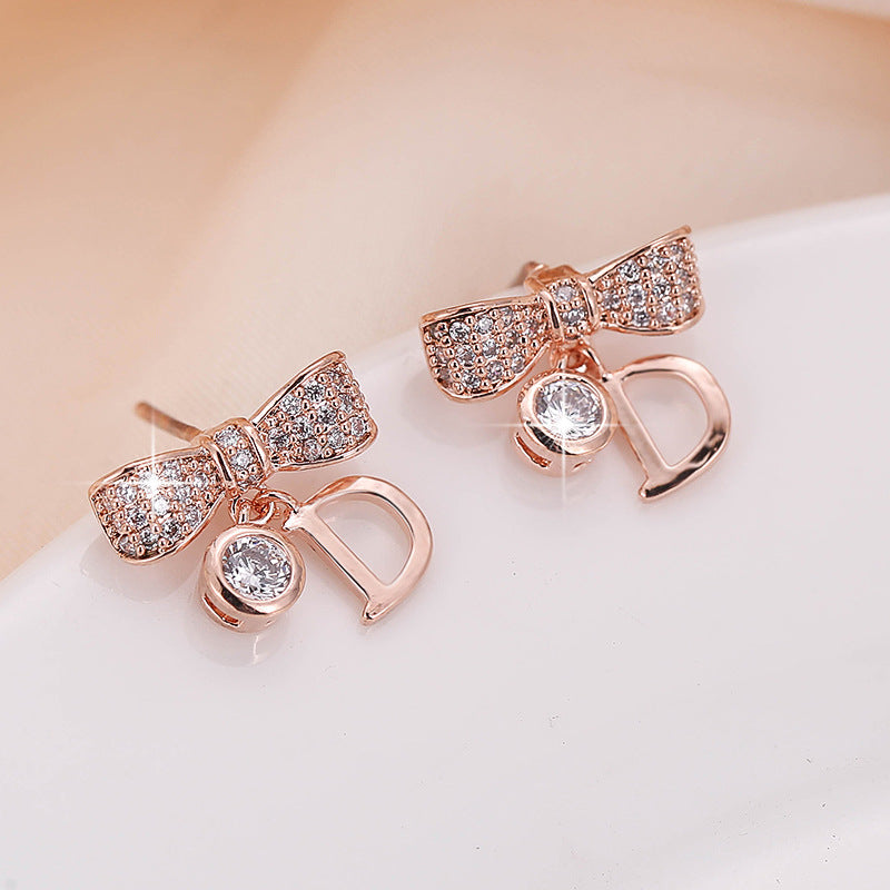 Creative Metal Geometry Bowknot Letter Fashion Temperament Earrings