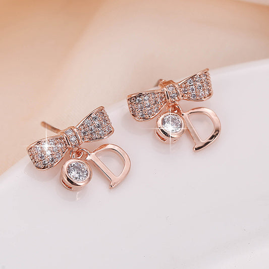 Creative Metal Geometry Bowknot Letter Fashion Temperament Earrings