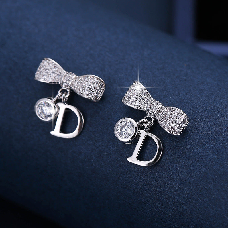 Creative Metal Geometry Bowknot Letter Fashion Temperament Earrings