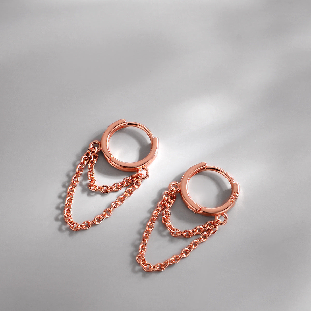 Women's Sterling Sier Trendy Fashionable Rose Gold Earrings