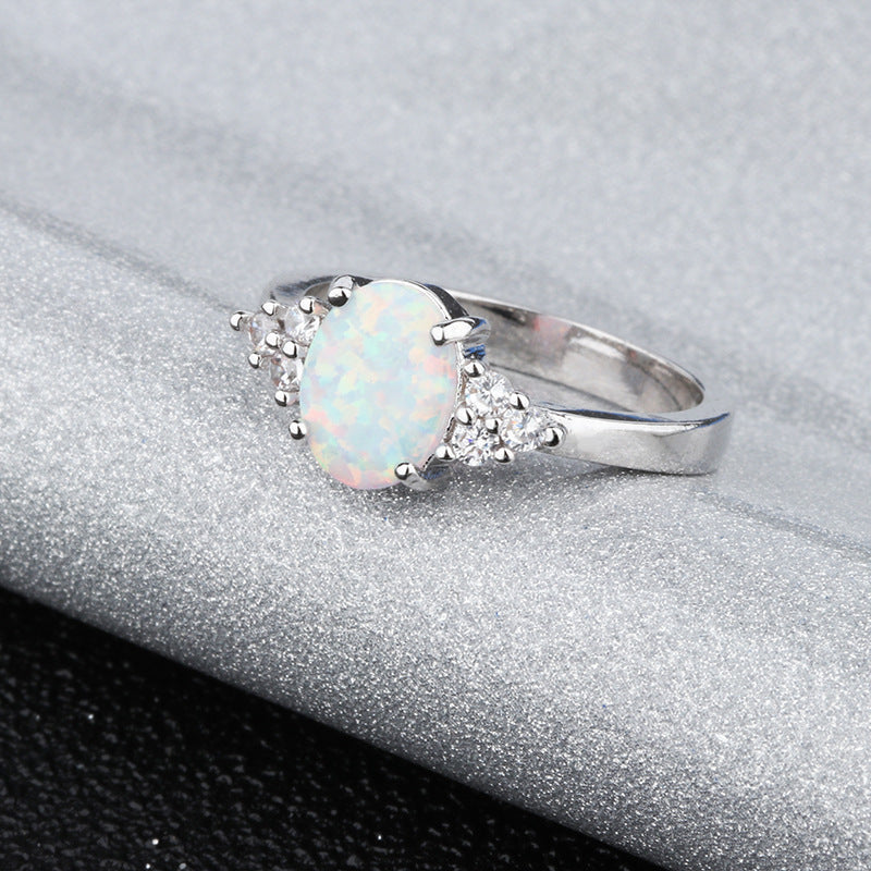Stylish Opal Inlaid Zircon Fashion Female Ring