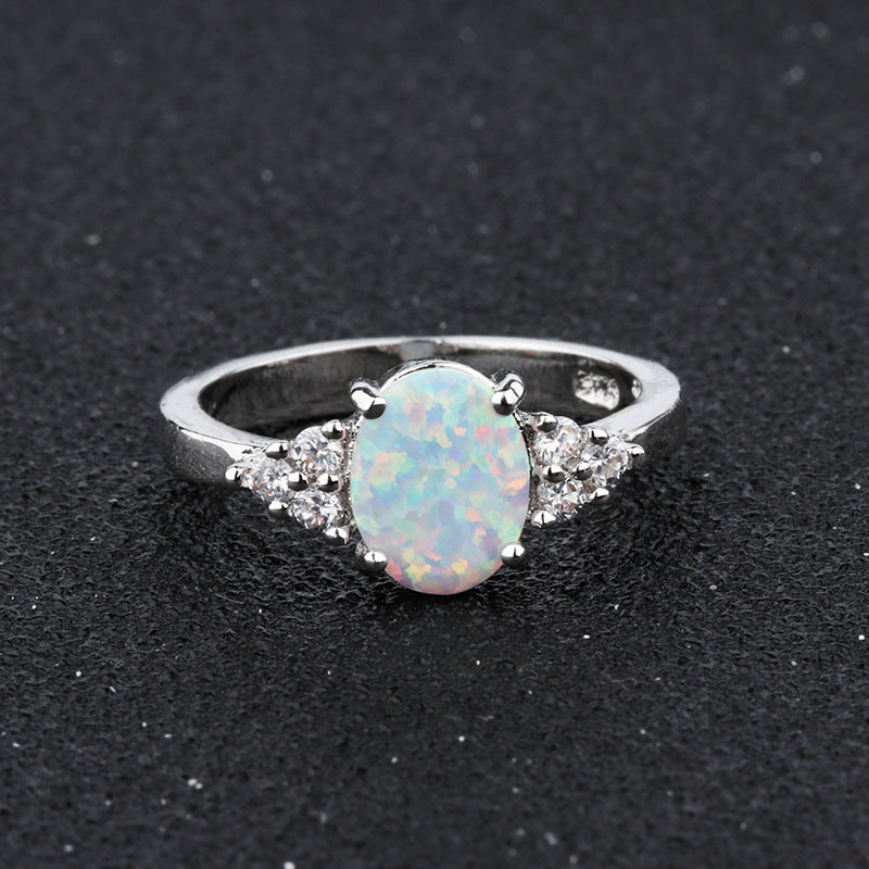 Stylish Opal Inlaid Zircon Fashion Female Ring