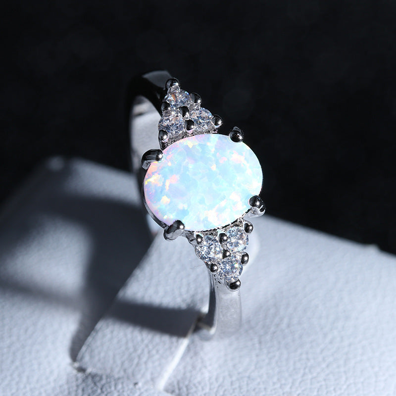Stylish Opal Inlaid Zircon Fashion Female Ring