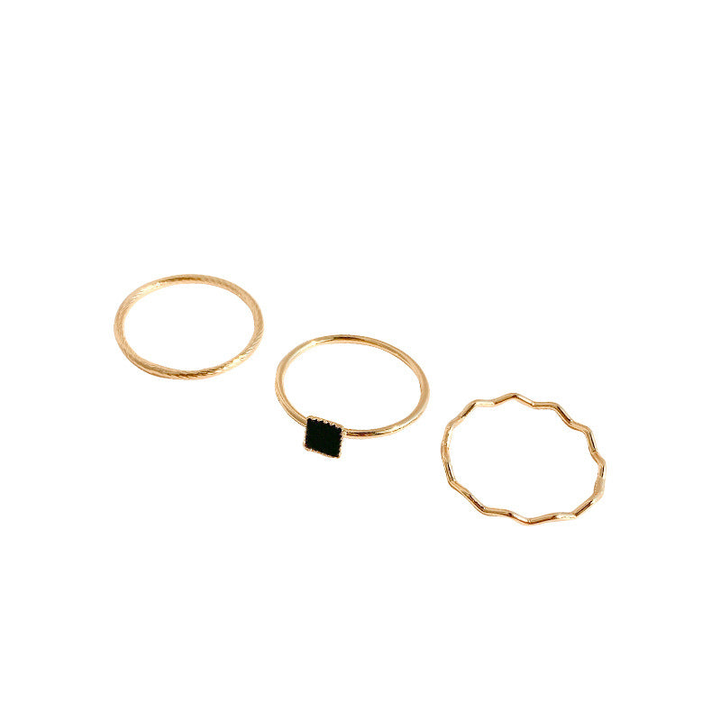 Female Cold Wind Design Knuckle Black Zircon Index Rings