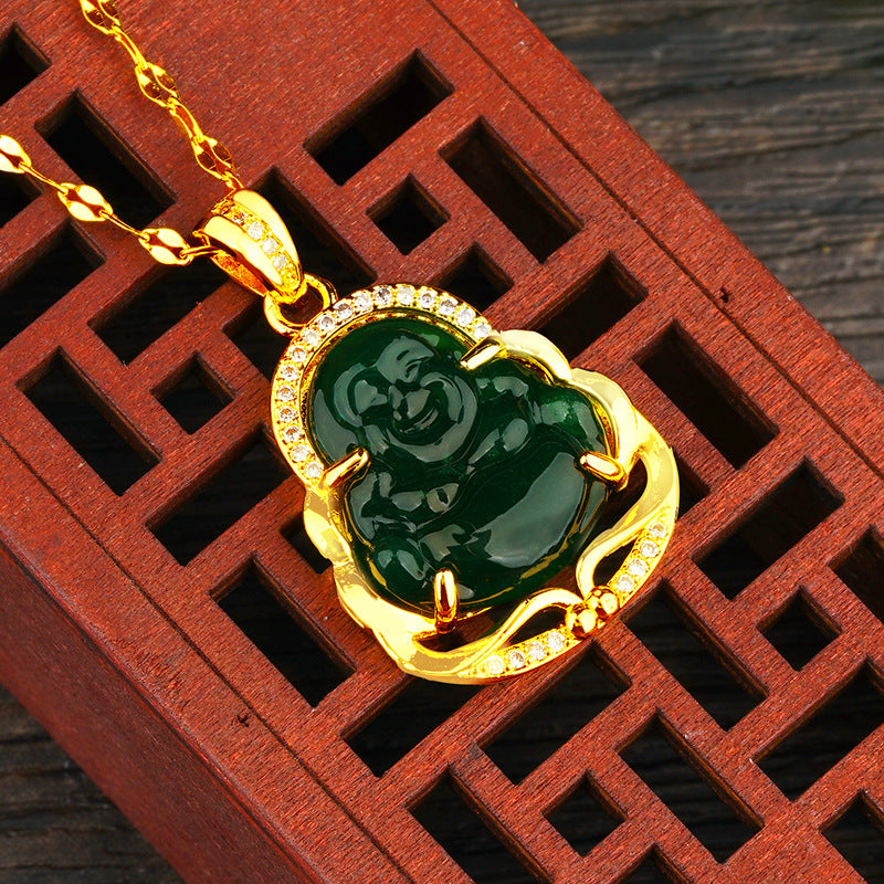 Gold Inlaid Jadeite Jade Color Chalcedony Pendants