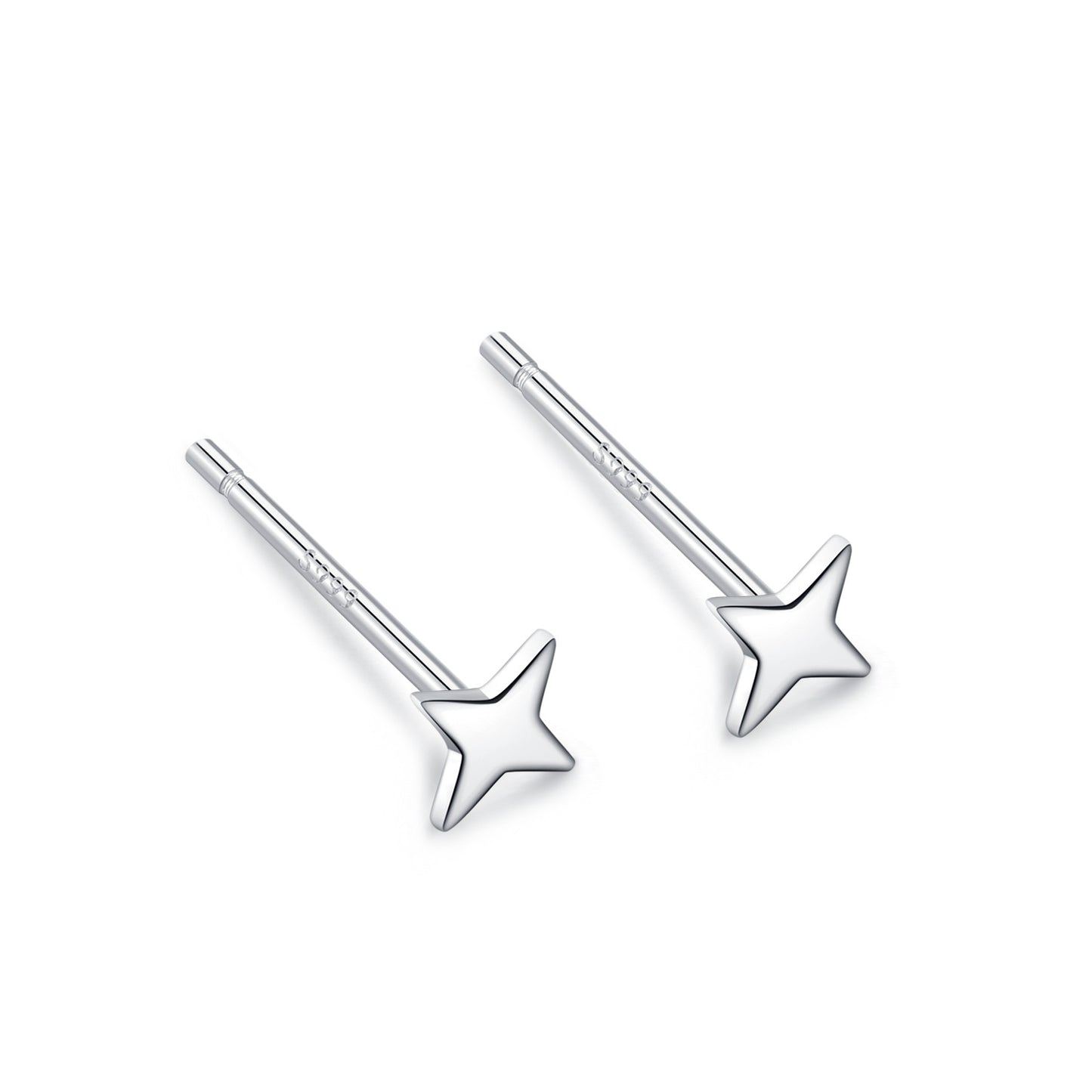 Women's Sterling Sier Simple Small Star Moon Mori Earrings