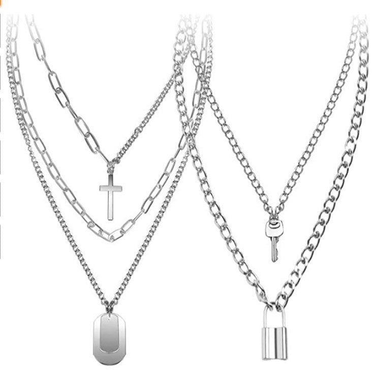 Women's Personality Retro Multiple Peach Heart Chain Sweater Simple Necklaces